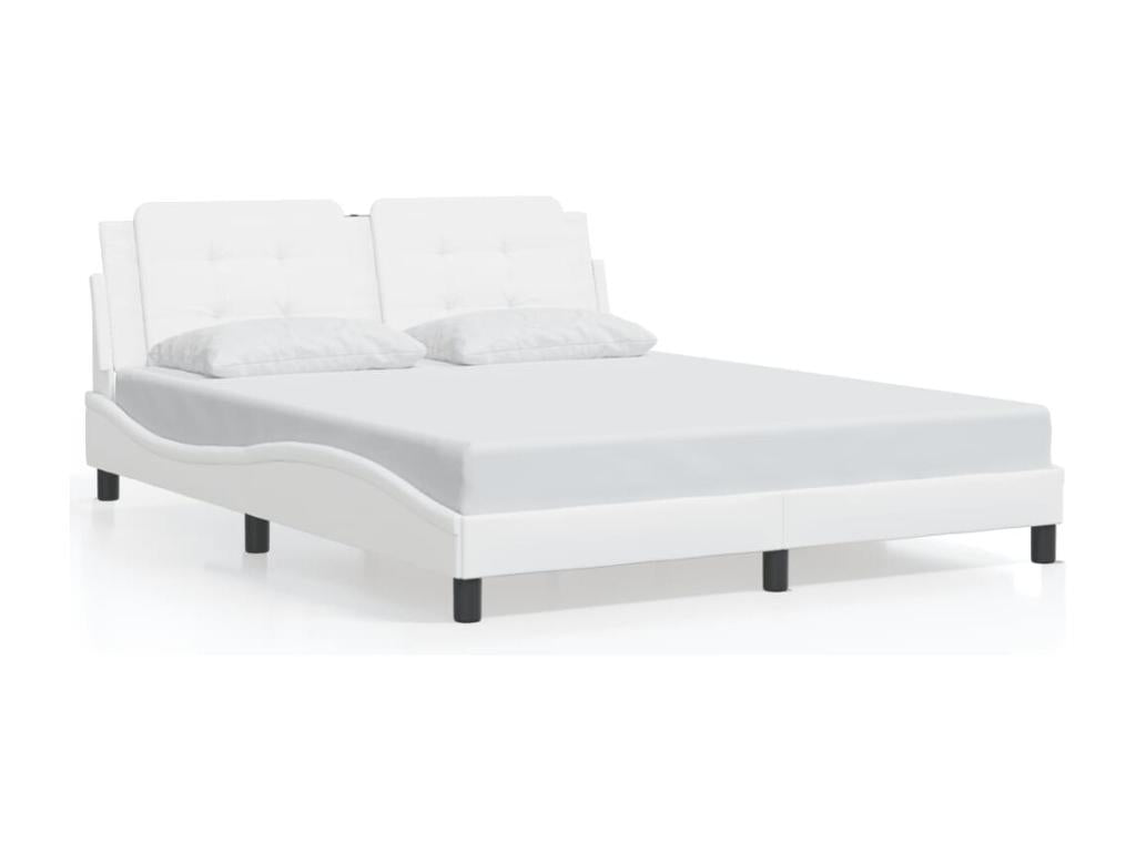 Cadre de lit sans matelas blanc 160x200 cm similicuir