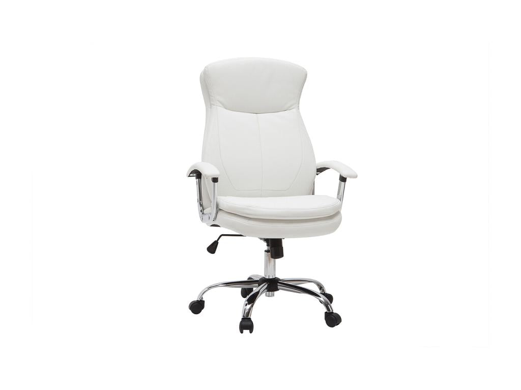 Fauteuil de bureau à Homzora design blanc et acier chromé WALL STREET