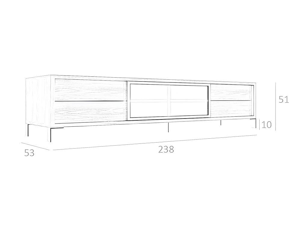 Meuble TV en noyer et acier chromé 3044 Homzora