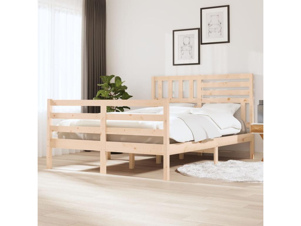 Cadre de lit sans matelas 150x200 cm bois massif