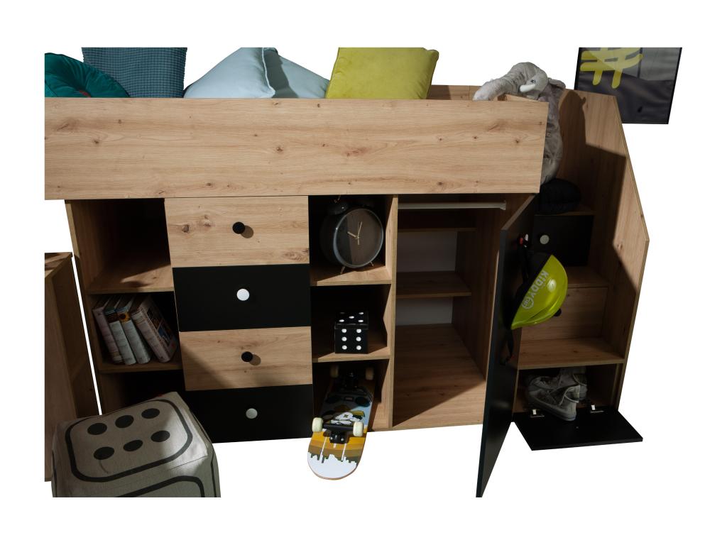 SMART 3P Lit superposé 248.5/123/93 Homzora/noir