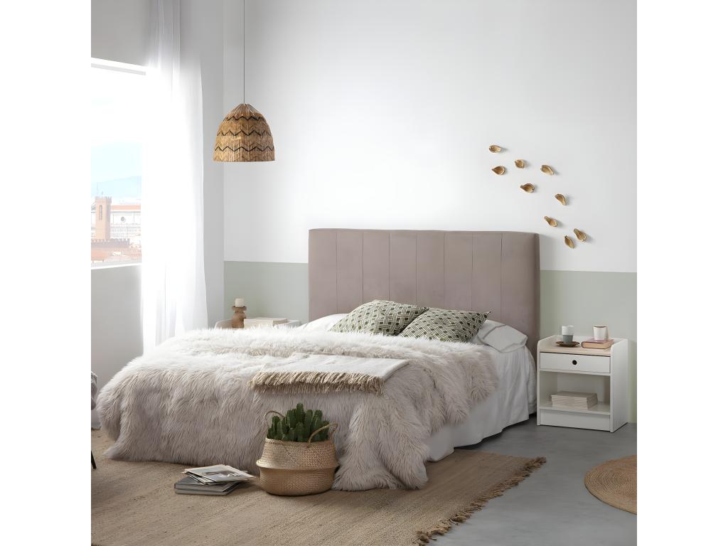 Doucezen - Chevet 1 Tiroir 1 Niche Bois et Blanc