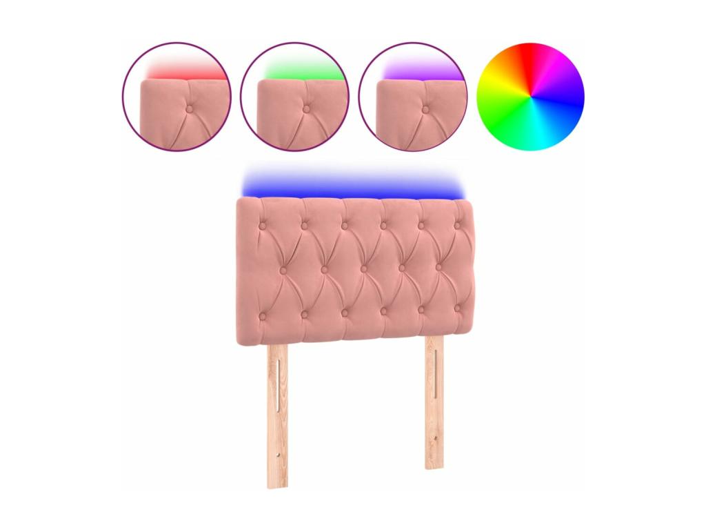 Tête de lit à LED Rose 80x7x78/88 cm Velours