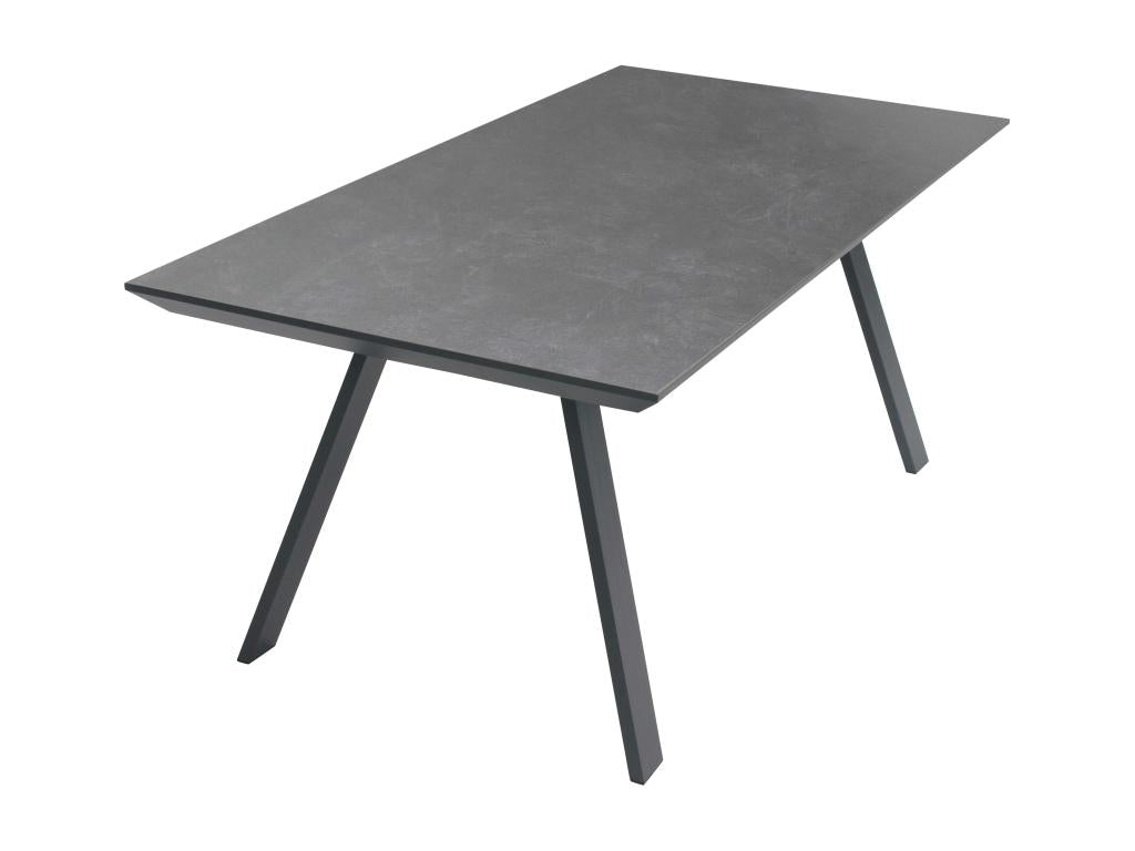 Ensemble table de jardin rectangulaire grise et 8 chaises grises