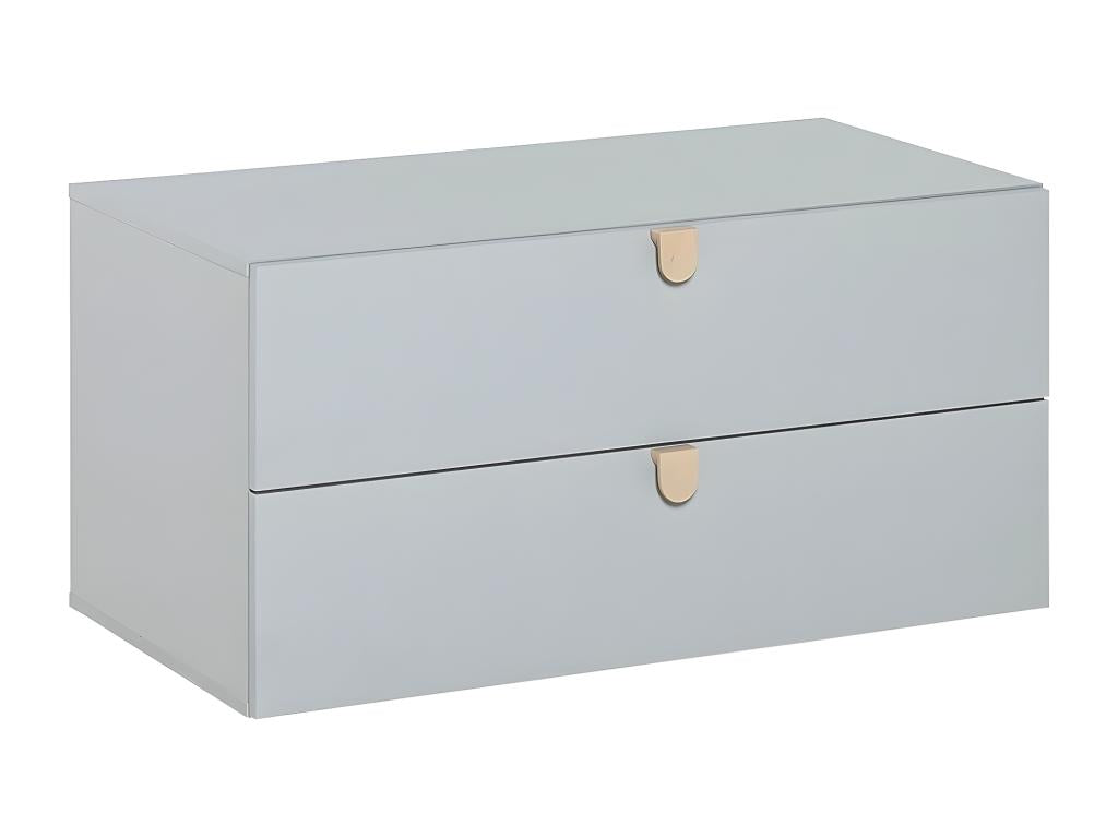 Commode Grise 2 Tiroirs avec Poignées Bois - Doucezen