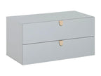 Commode Grise 2 Tiroirs avec Poignées Bois - Doucezen
