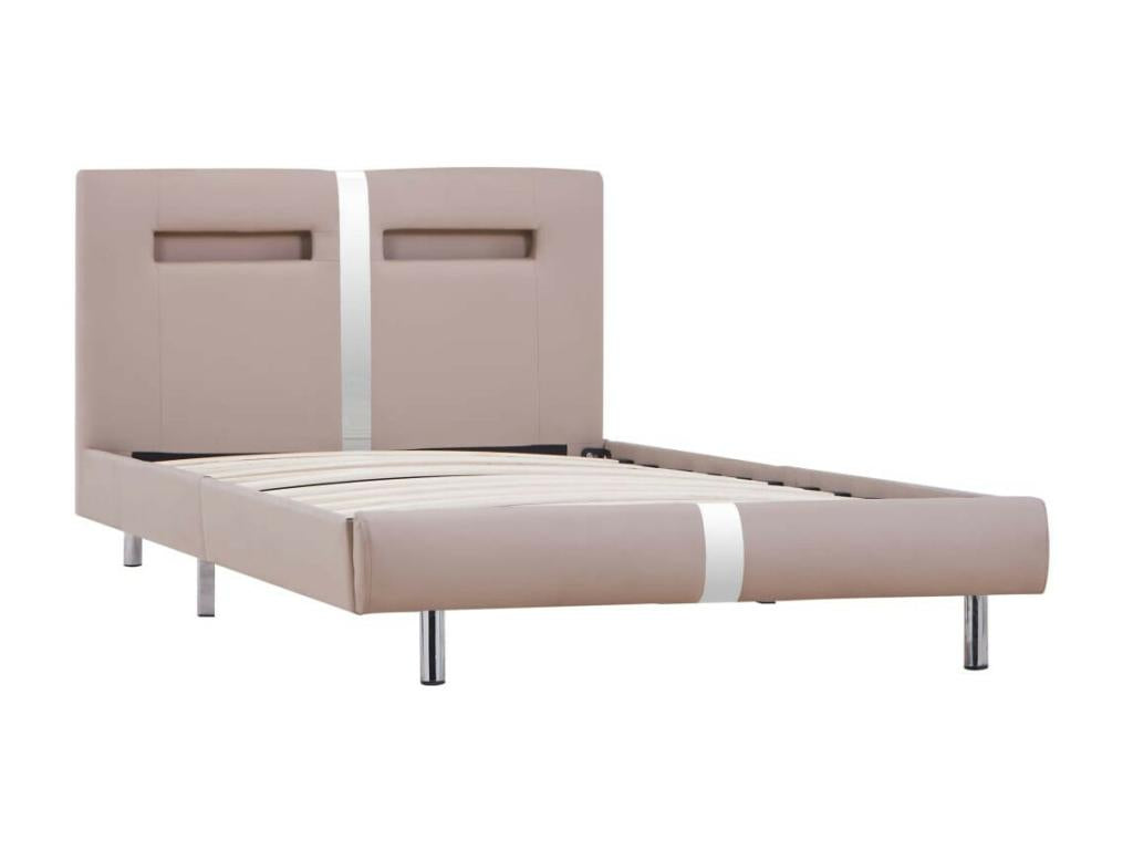 Lit avec LED Cappuccino Similicuir 90x200 2