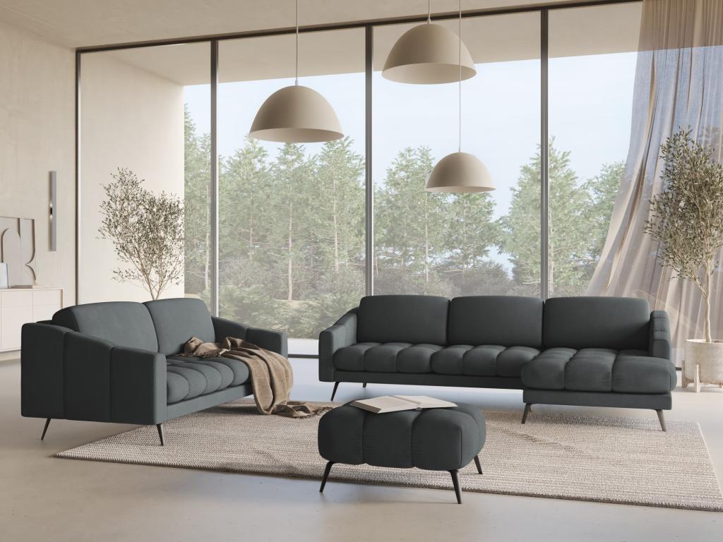 Canapé d'angle droit en tissu chenille - graphite - Doucezen