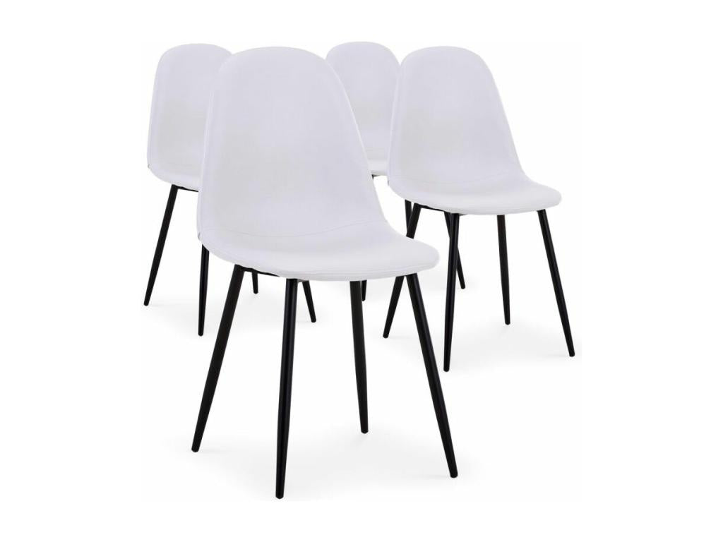 Lot de 4 Chaises Design en Simili Giny 87cm Blanc