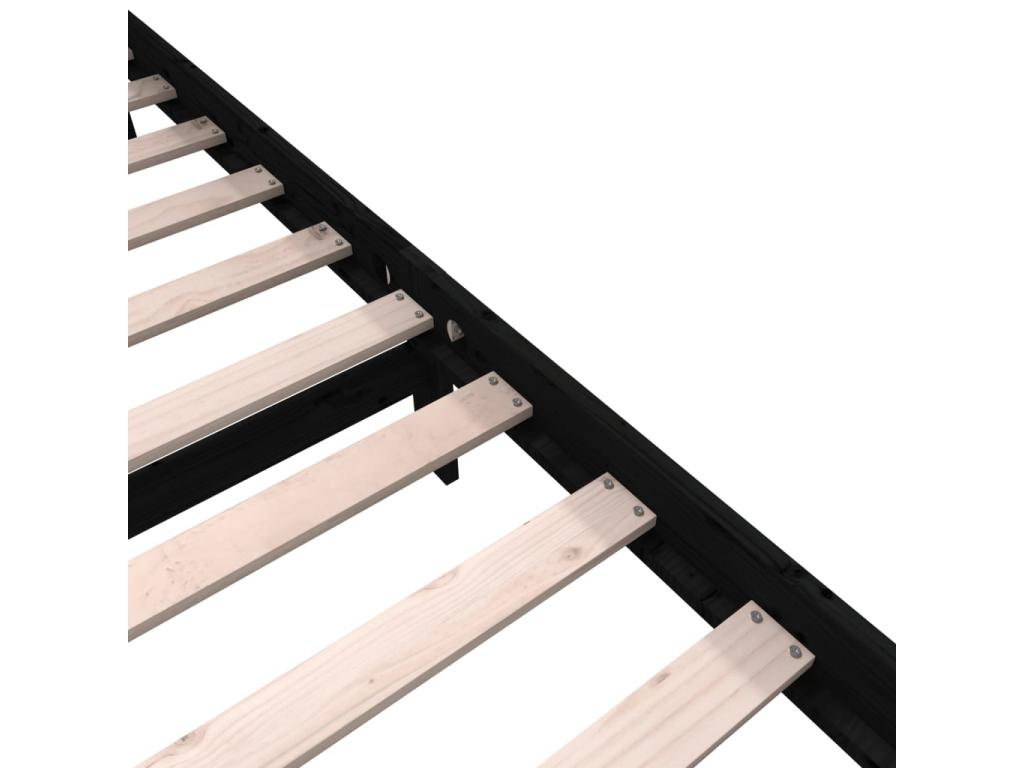 Cadre de lit Noir Bois de pin massif 200x200 cm