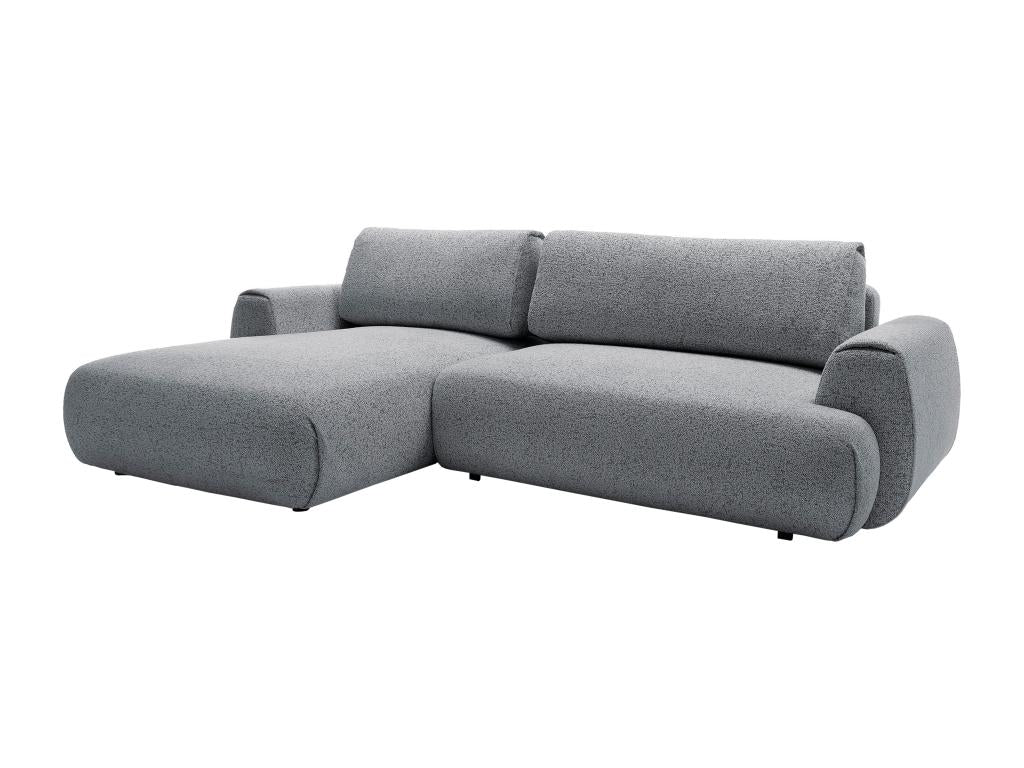 Canapé d'angle gauche convertible en tissu texturé gris Doucezen