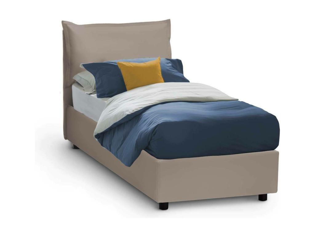 Lit simple Doucezen Lit coffre avec revêtement en éco-cuir Made in Italy Ouverture frontale avec matelas 90x200 cm inclus Doucezen