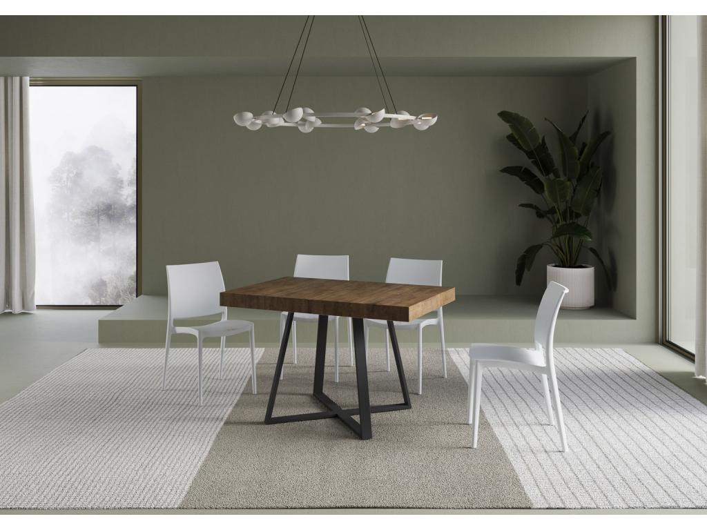 Table extensible 90x120/224 cm Abbraccio noyer pieds anthracite