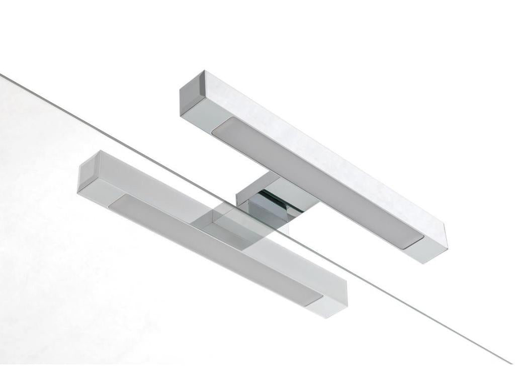 Ensemble meuble de salle de bain 2 tiroirs laqué blanc et marron et miroir à LED Doucezen L 100cm