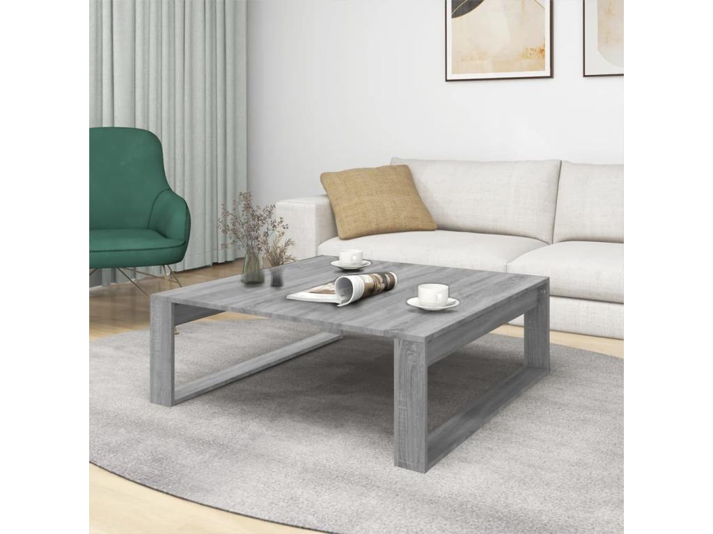 Table basse Homzora gris 100x100x35 cm Bois d'ingénierie