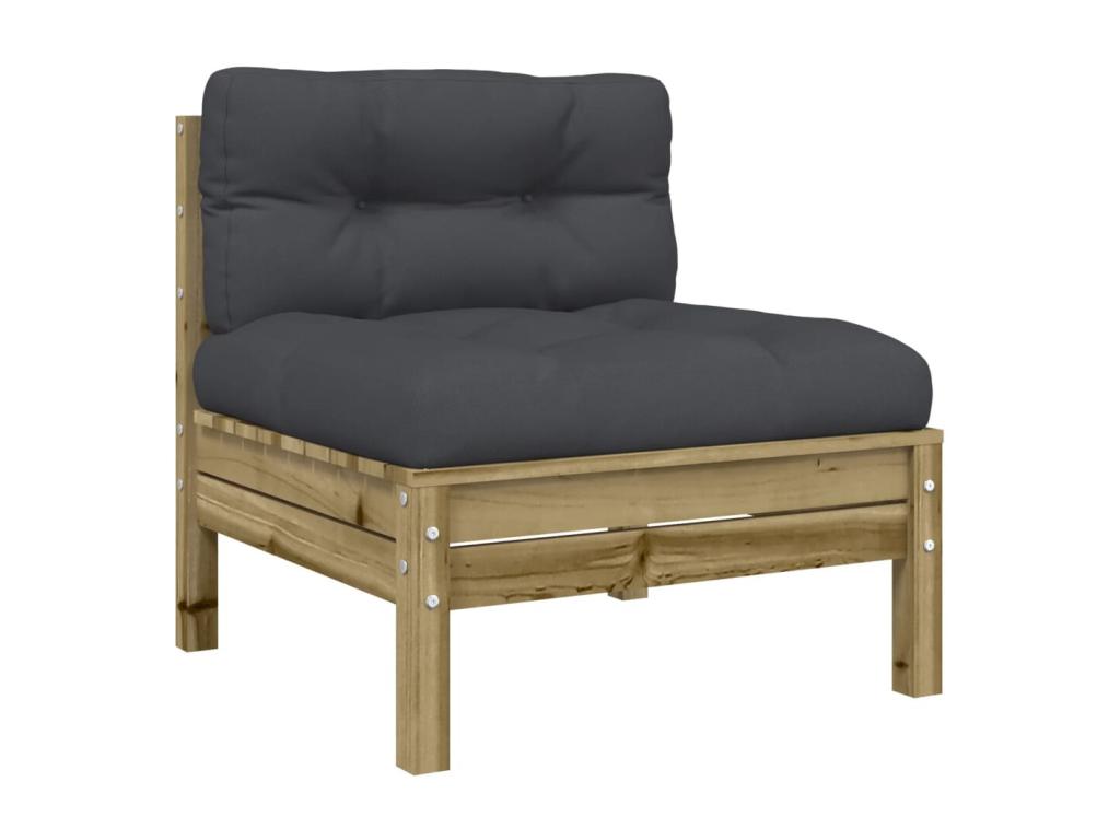 Salon de jardin 7 pièces avec coussins bois de pin imprégné