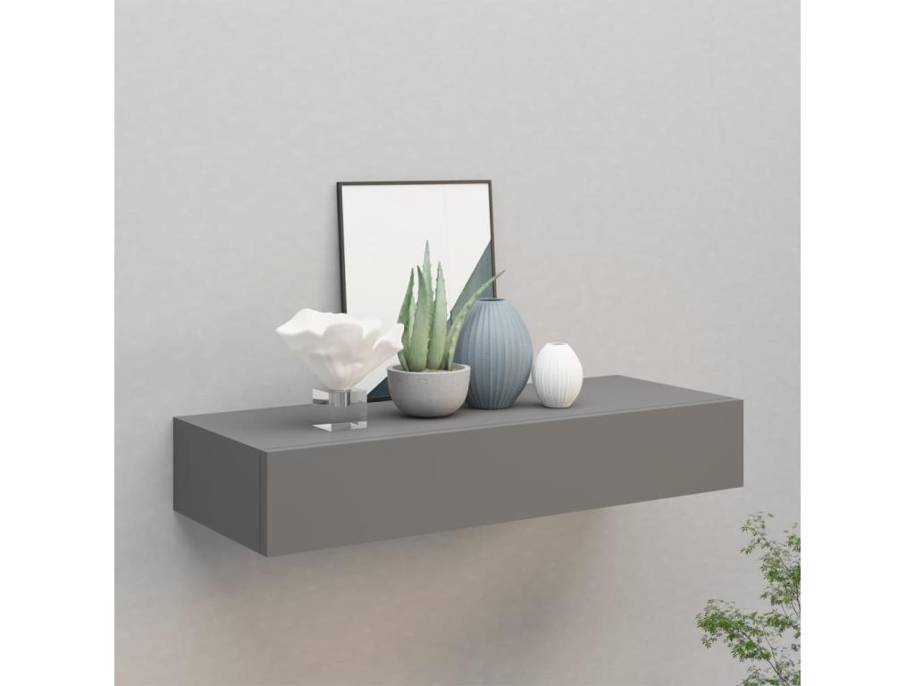 Étagère à tiroir murale Gris 60x23.5x10 cm MDF