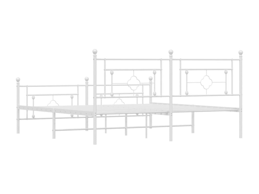 Cadre de lit métal sans matelas et pied de lit blanc 180x200 cm