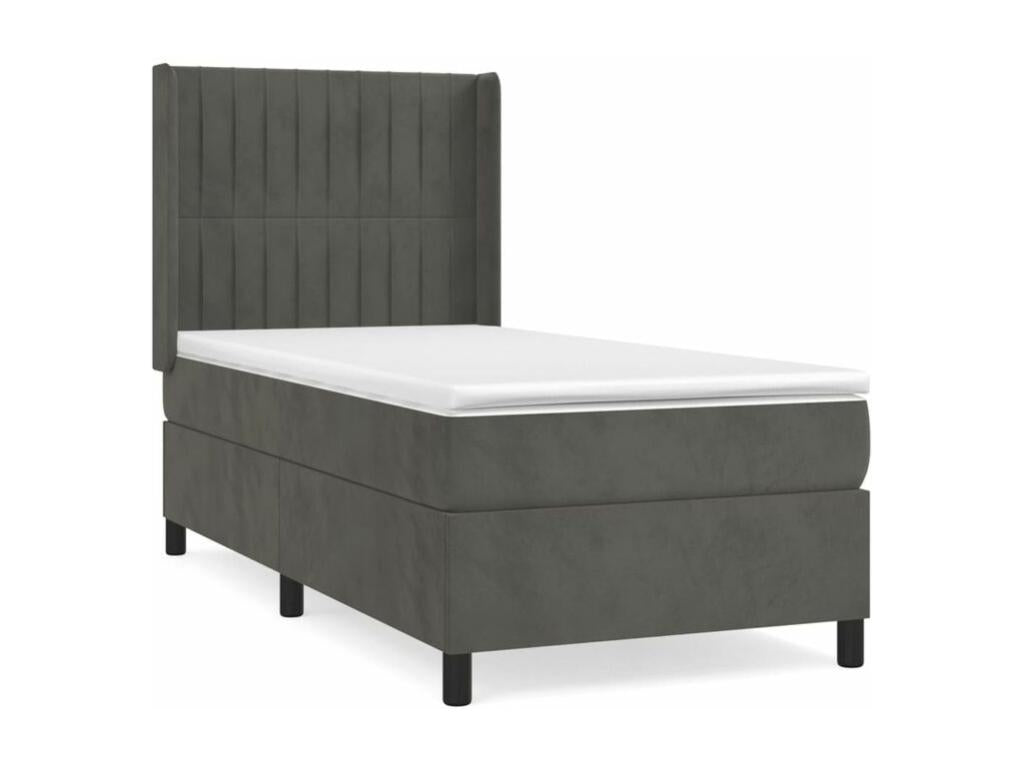 Sommier à Homzora de lit et matelas Gris foncé 90x200 Velours