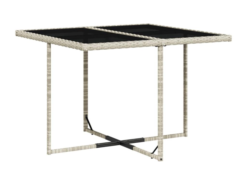 Ensemble à manger de jardin et coussins 9 pièces gris clair rotin