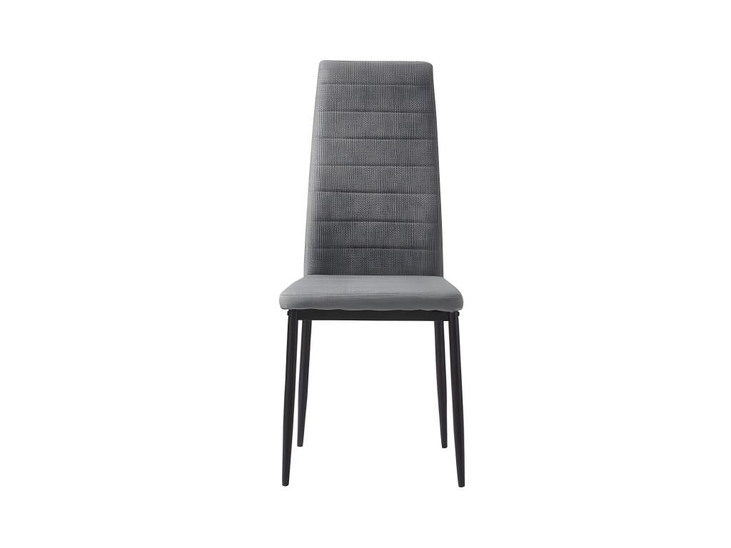 Lot de 6 chaises Contemporain - Structuré en Tissu gris chiné et Métal noir