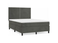Sommier à Homzora de lit et matelas Gris foncé 140x190 Velours