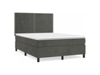 Sommier à Homzora de lit et matelas Gris foncé 140x190 Velours
