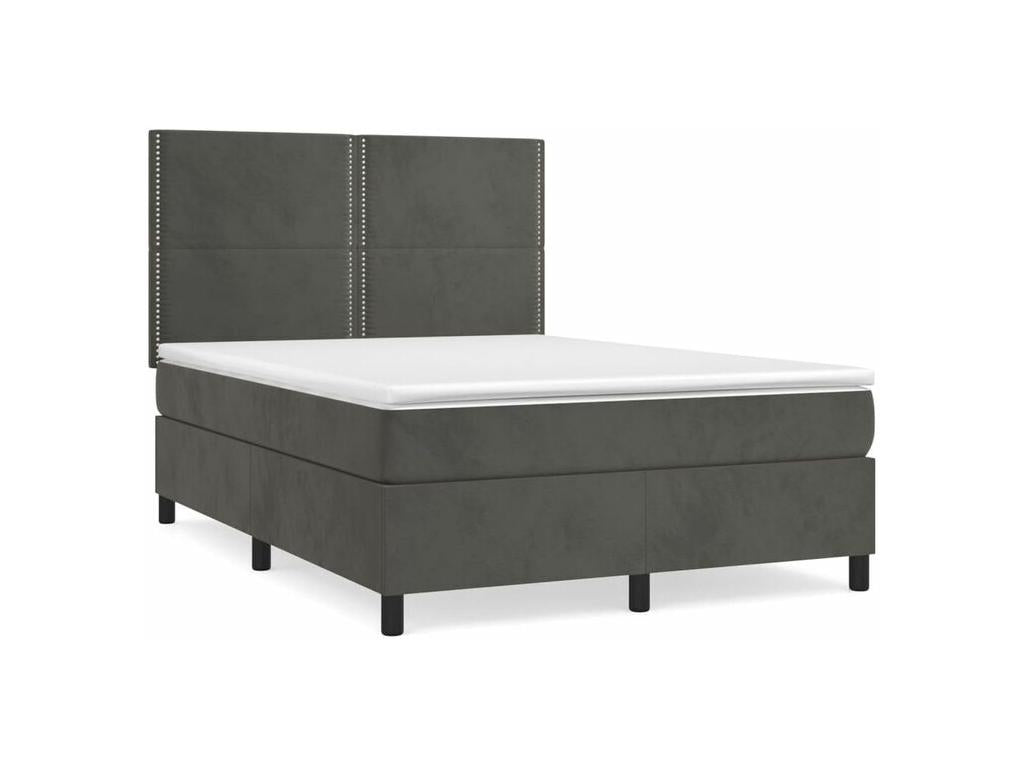 Sommier à Homzora de lit et matelas Gris foncé 140x190 Velours