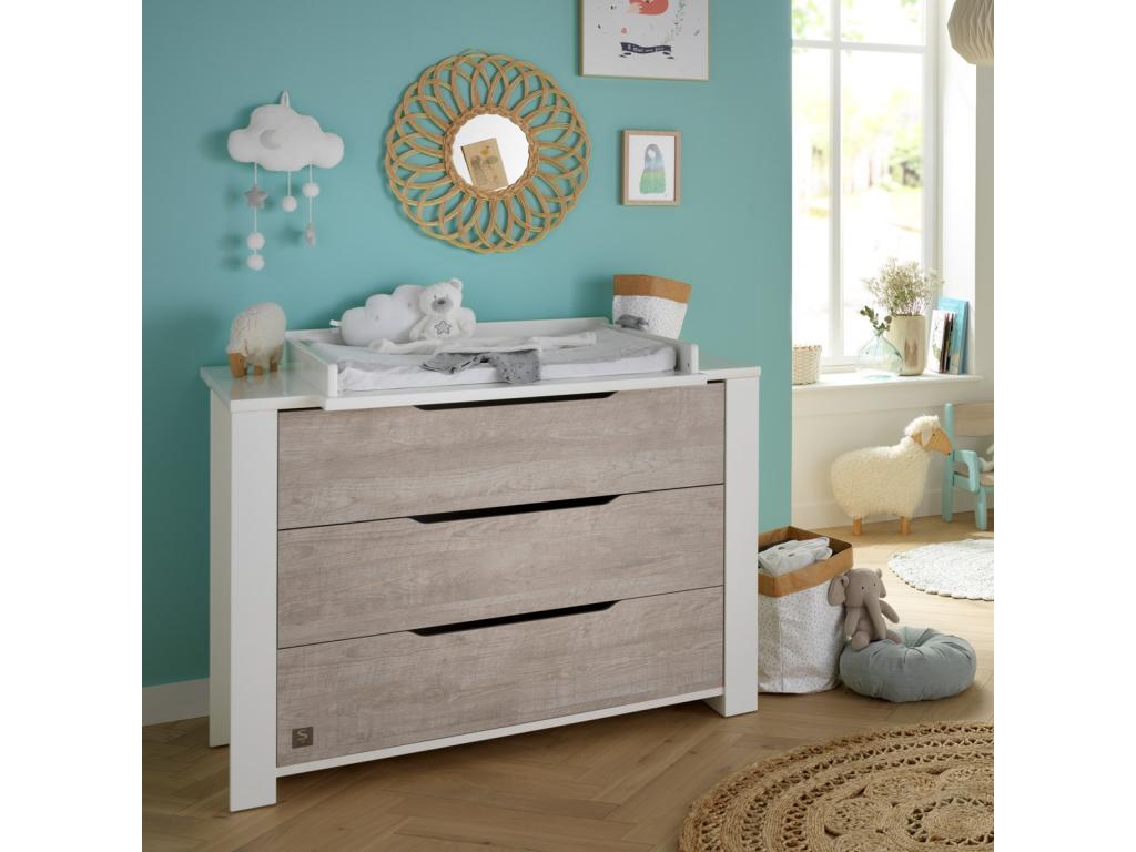 Plan à langer pour commode en bois blanc