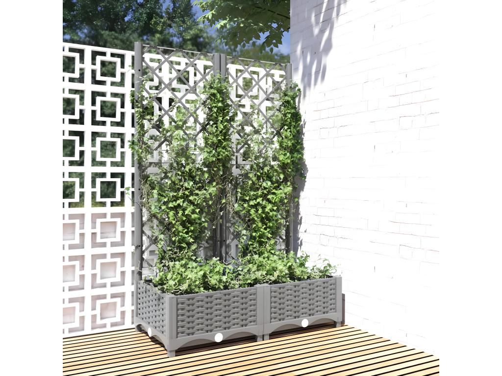 Jardinière avec treillis Gris clair 80x40x121.5 PP