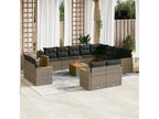 Salon de jardin avec coussins 13 pièces gris résine tressée