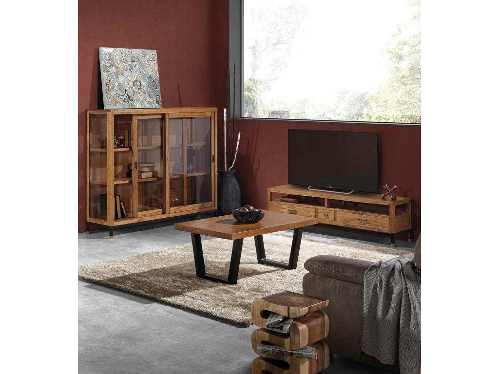 Table basse en bois clair massif de Doucezen Zandhu 120cm