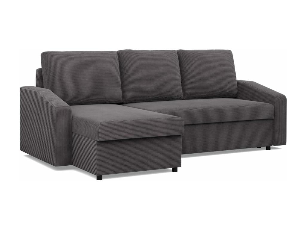 Canapé d'angle avec fonction couchage Homzora Corde - Gris foncé