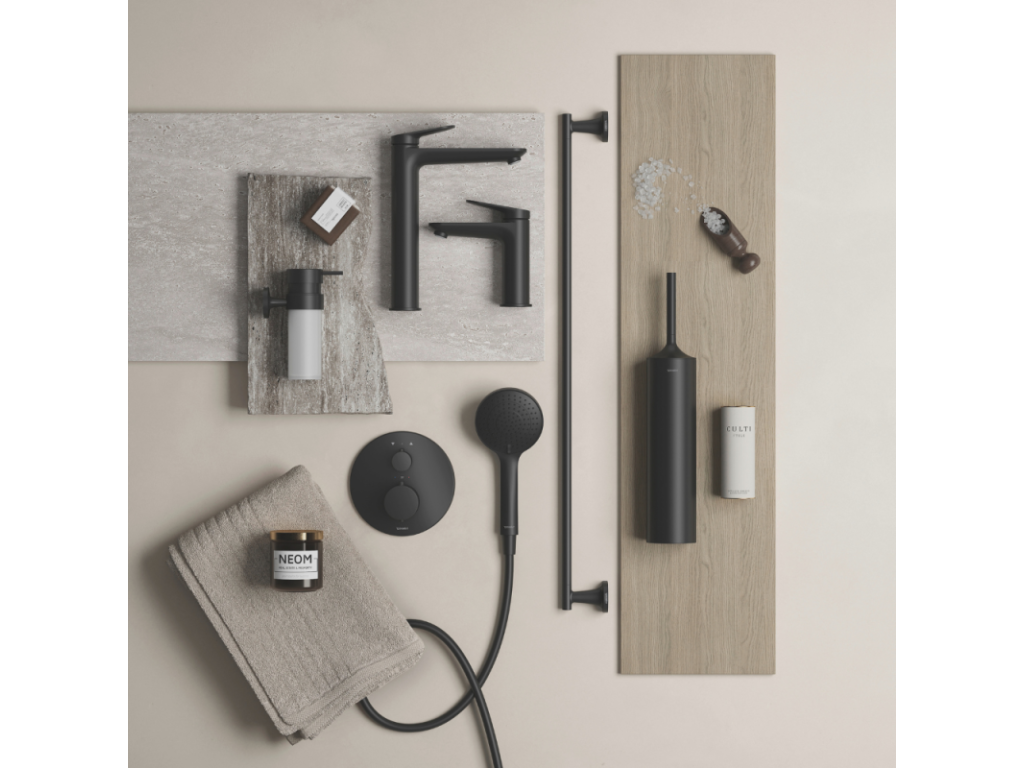 Façade robinet encastré 2 sorties Homzora sans inverseur noir mat