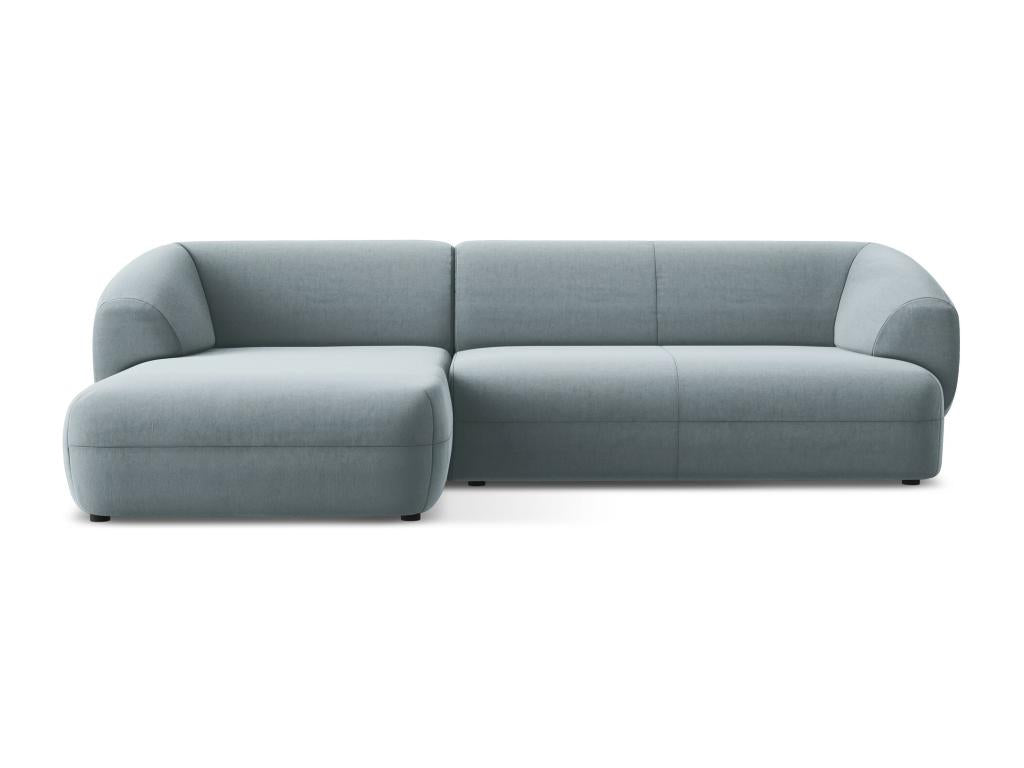 Canapé d'angle 3 places modulaire gauche en velours - bleu clair - Doucezen