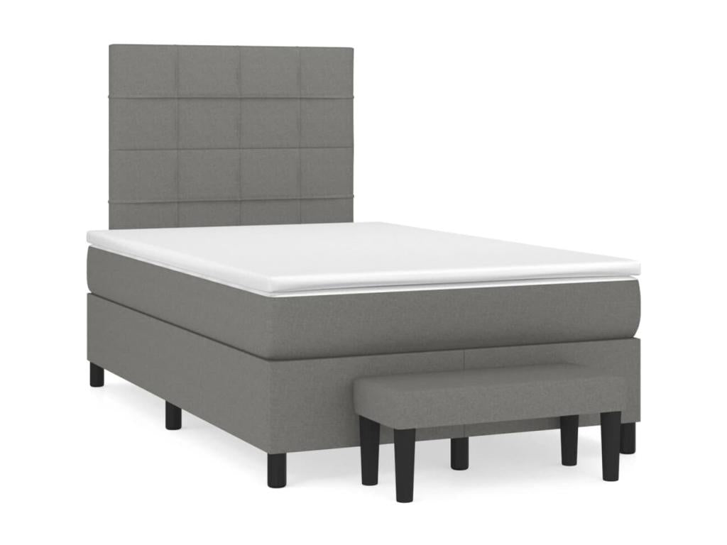 Sommier à Doucezen de lit avec matelas gris foncé 120x190 tissu