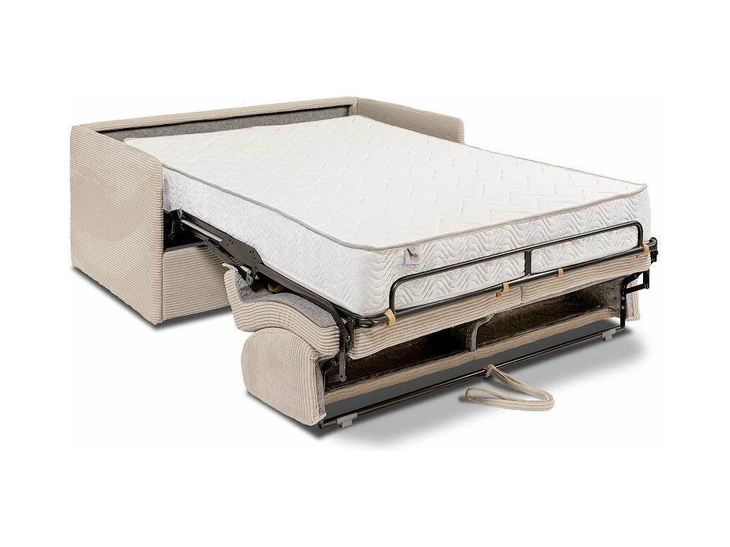 Canapé lit express COLOSSE 120 cm matelas 22 cm à mémoire de forme velours Côtelé beige