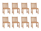 Chaises de jardin 8 pièces avec coussins Bois de teck massif