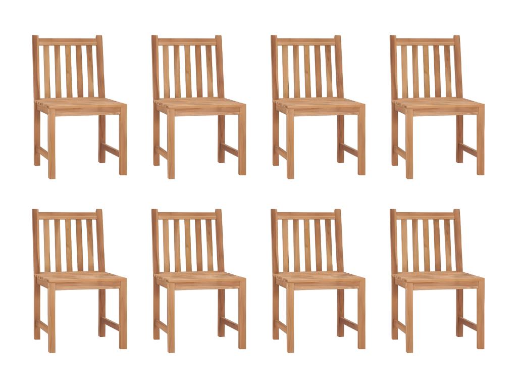 Chaises de jardin 8 pièces avec coussins Bois de teck massif