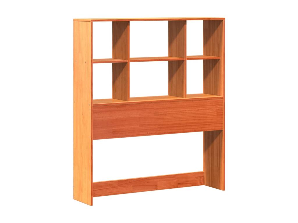 Lit bibliothèque sans matelas cire marron 75x190 cm bois massif