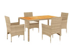 Ensemble à manger de jardin et coussins 5pcs beige rotin Doucezen