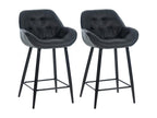 Lot de 2 Tabouret de bar - Tissu / Métal noir mat - Gris foncé - Homzora