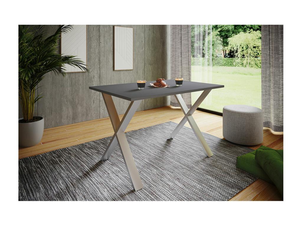 Doucezen table de salle à manger 80x80 anthracite couleur argent.