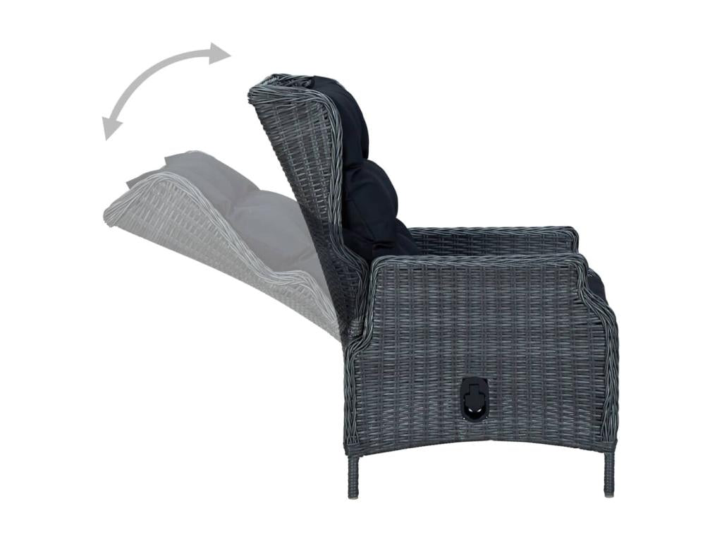 Ensemble à manger 9 pcs avec coussins résine tressée gris foncé