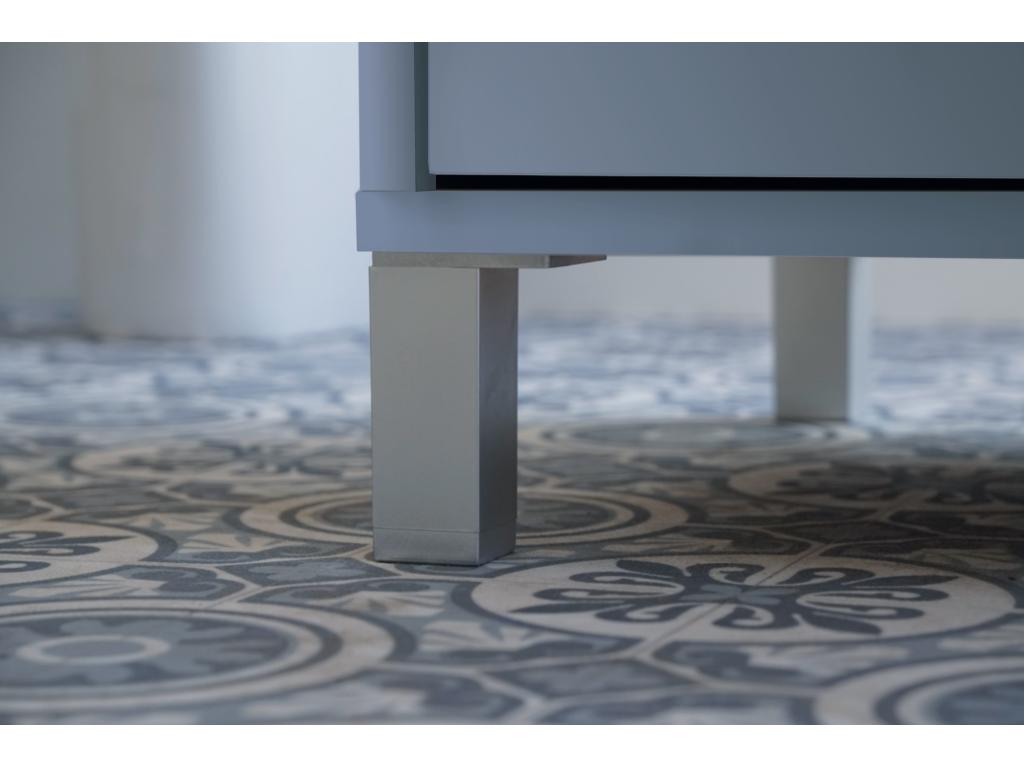 Meuble de salle de bain avec 3 portes coloris bleu azul - Hauteur 88 x Longueur 81 x Profondeur 47 cm