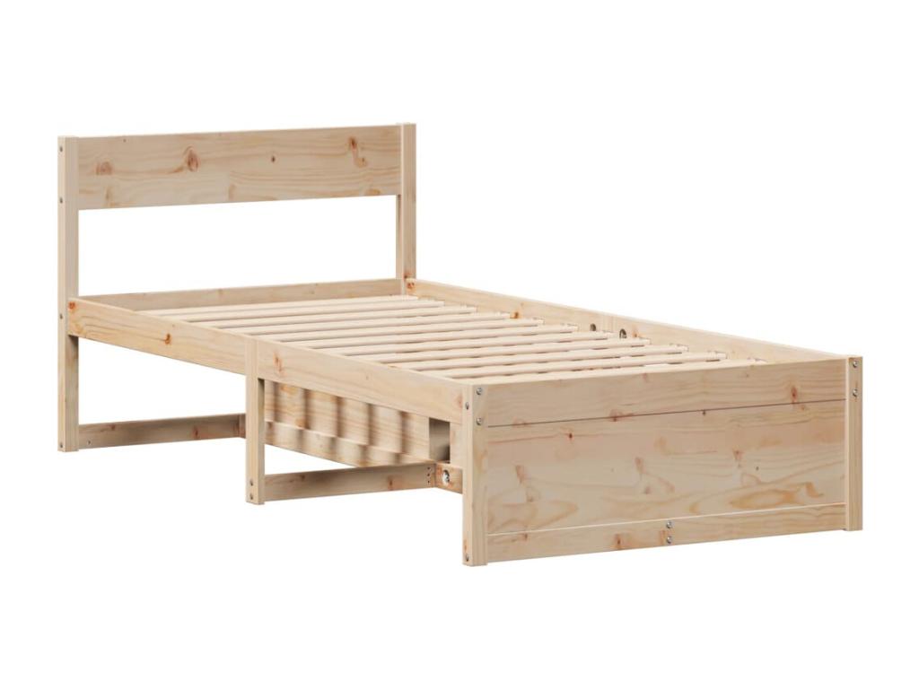 Cadre de lit sans matelas 75x190 cm bois de pin massif