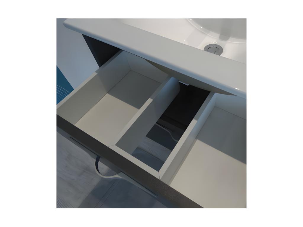 Ensemble meuble de salle de bain suspendu 2 tiroirs 60 cm Doucezen miroir colonne- Doucezen