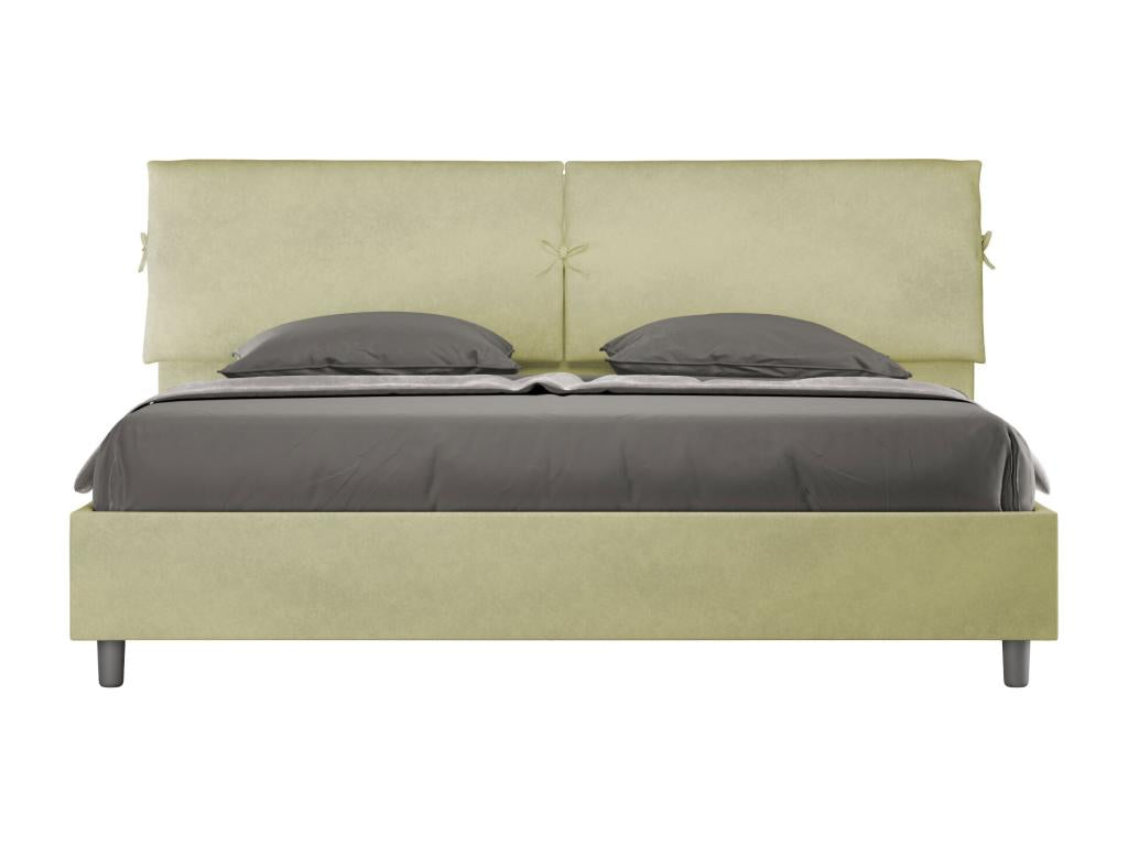 Lit Homzora size coffre rembourré 200x200 microfibre vert Homzora