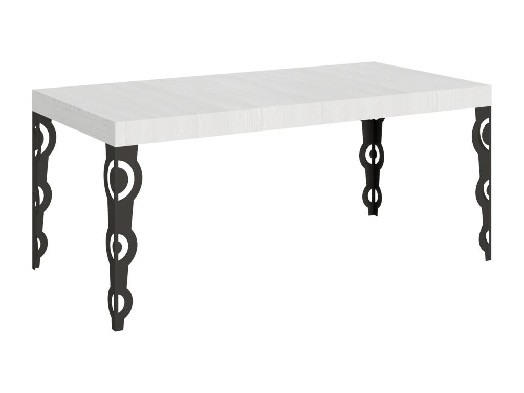 Table extensible 90x180/284 cm Karamay Frêne Blanc cadre Anthracite