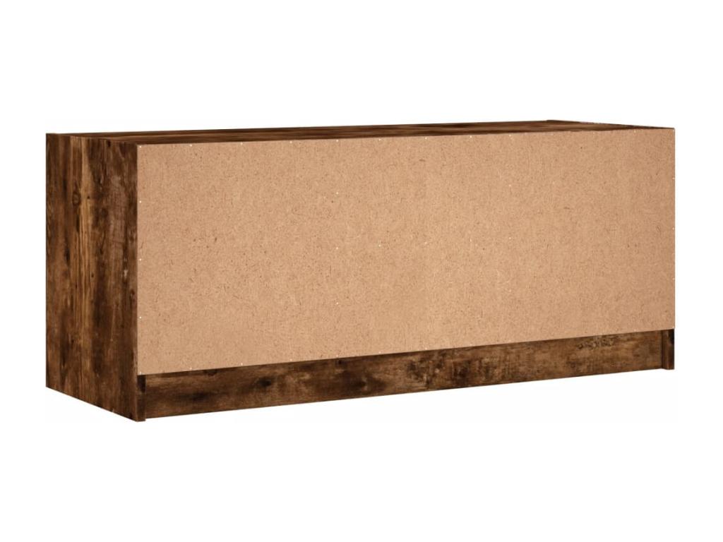 Meuble TV avec portes en verre chêne fumé 102x37x42 cm